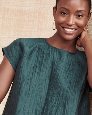 EILEEN FISHER Organic-Linen Sheen Box Top | Garnet Hill