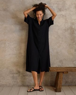 EILEEN FISHER Organic-Cotton Gauze Shirtdress | Garnet Hill