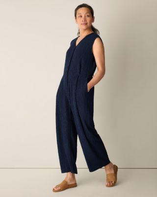 EILEEN FISHER Plissé Wide-Leg Jumpsuit | Garnet Hill