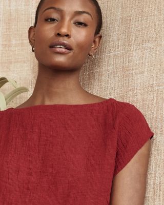 EILEEN FISHER Organic-Linen Stripe Box Top | Garnet Hill