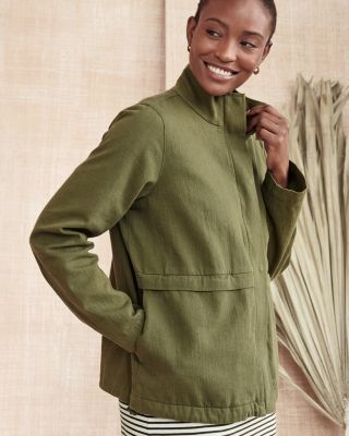 EILEEN FISHER Organic Cotton & Linen Zip Jacket | Garnet Hill