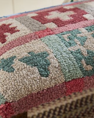 Garnet Hill x Pendleton White Mountains Hooked Wool Hickory Bench