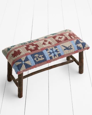Garnet Hill x Pendleton White Mountains Hooked Wool Hickory Bench