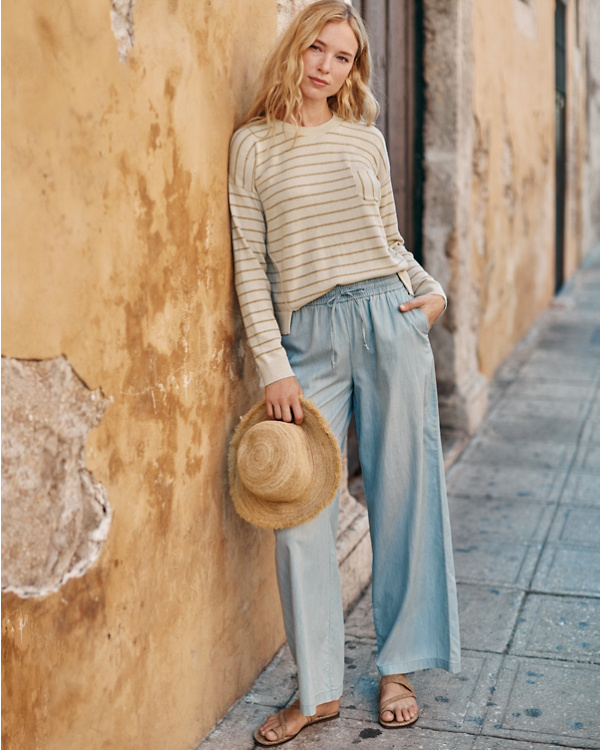 Pull-On Chambray Pants | Garnet Hill Pull-On Chambray Pants | Garnet Hill