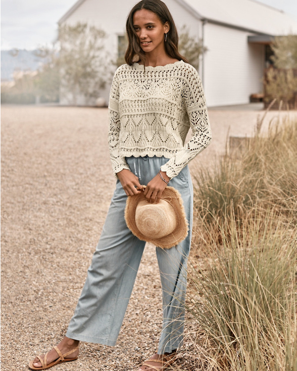Pull-On Chambray Pants | Garnet Hill Pull-On Chambray Pants | Garnet Hill