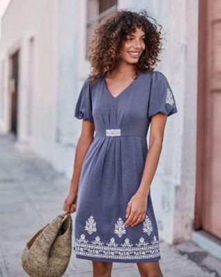 Orion Embroidered Knit Dress | Garnet Hill