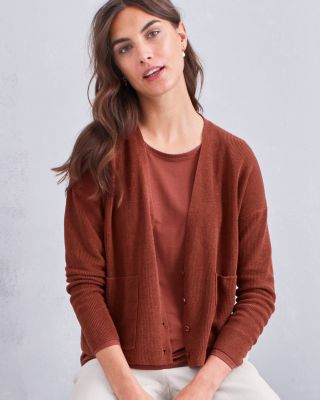 Cotton-Linen Button-Front Cardigan