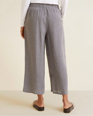 EILEEN FISHER Organic-Linen Pucker Cropped Wide-Leg Pants | Garnet