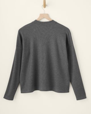 EILEEN FISHER TENCEL™ & Organic-Cotton Fleece Waffle Mock-Neck Top