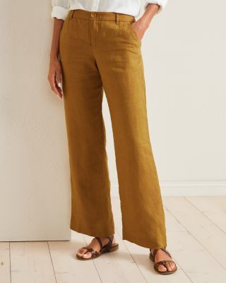 Cropped Linen Pants in Stripes / Linen Trousers / Classic Women