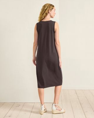 EILEEN FISHER Stretch-Jersey Crewneck Sleeveless Midi Dress | Garnet Hill