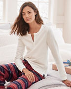 Organic-Cotton Waffle-Knit Henley Pajama Top