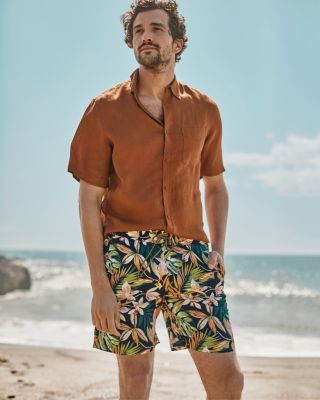 Mens swim trunks long on sale inseam