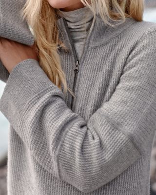 Cashmere Quarter-Zip Textured Sweater | Garnet Hill