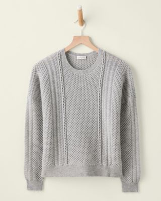 Mazie Cashmere Cabled Pullover | Garnet Hill