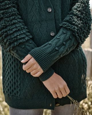 Recycled-Cashmere Mixed-Stitch Cardigan | Garnet Hill