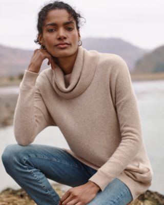 Sylvie Cashmere Cowl-Neck Sweater Garnet Hill
