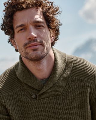 Men's Washable-Cashmere Shawl-Collar Sweater | Garnet Hill