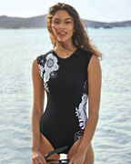 Seafolly Summer of Love Cap-Sleeve One-Piece Swimsuit