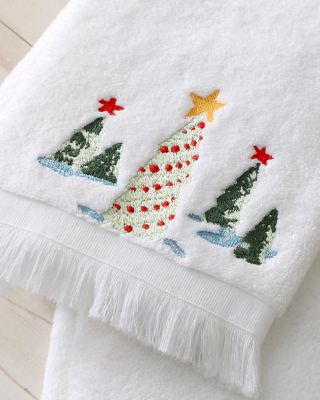 Embroidered Guest Hand Towels, Powder Room Needlepoint Towels