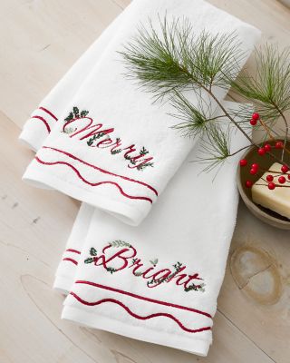 Monogrammed White Cotton Bath and Hand Towels