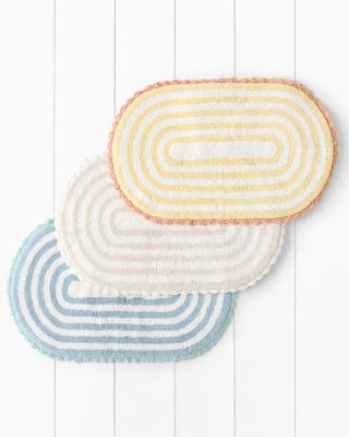 Unique Reversible Cotton Bath Rug - Striped and Solid Color