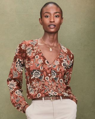 Easy Crêpe Button-Up Blouse | Garnet Hill