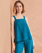 EILEEN FISHER Washed-Organic-Linen Délavé Square-Neck Tank