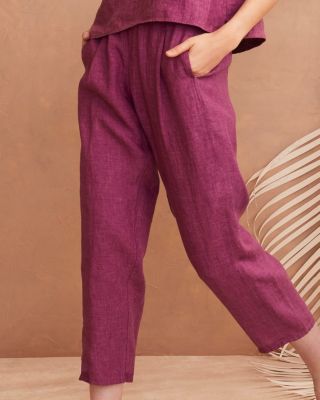 EILEEN FISHER Washed Organic-Linen Délavé Cropped Lantern Pants