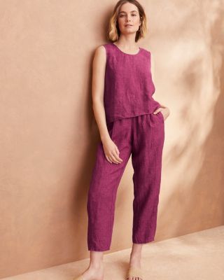 EILEEN FISHER Washed Organic-Linen Délavé Cropped Lantern Pants