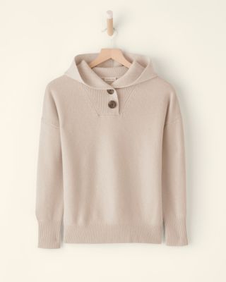 Washable-Cashmere Button-Neck Sweater