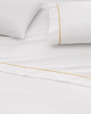 Signature Vine Embroidered Percale Sheets | Garnet Hill