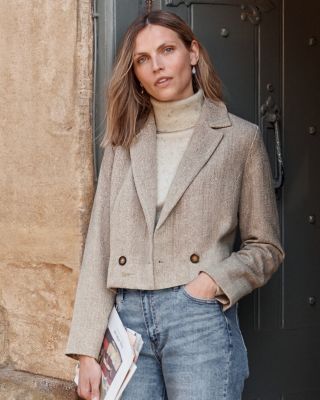 Lennon Cropped Wool-Blend Blazer | Garnet Hill