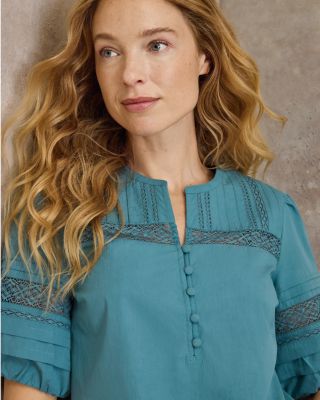 Tali Organic-Cotton Lace-Detail Top | Garnet Hill