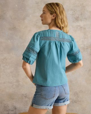 Tali Organic-Cotton Lace-Detail Top | Garnet Hill