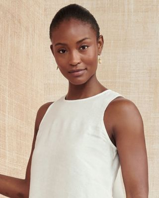 EILEEN FISHER Organic-Handkerchief-Linen Sleeveless Tunic | Garnet