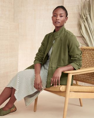 EILEEN FISHER Organic Cotton & Linen Zip Jacket | Garnet Hill